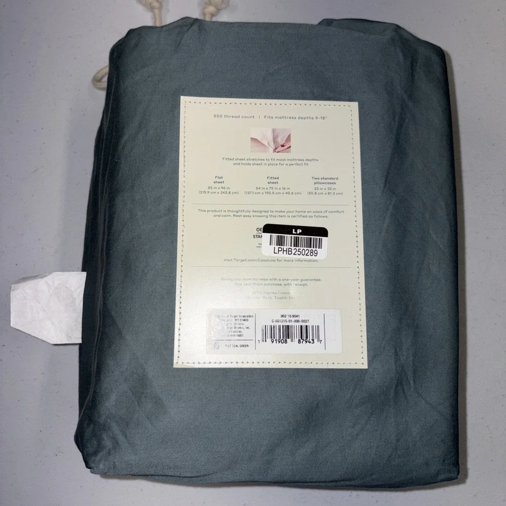 New, Full Size, 500 Thread Count Washed Supima Sateen Solid Sheet Set - Casaluna